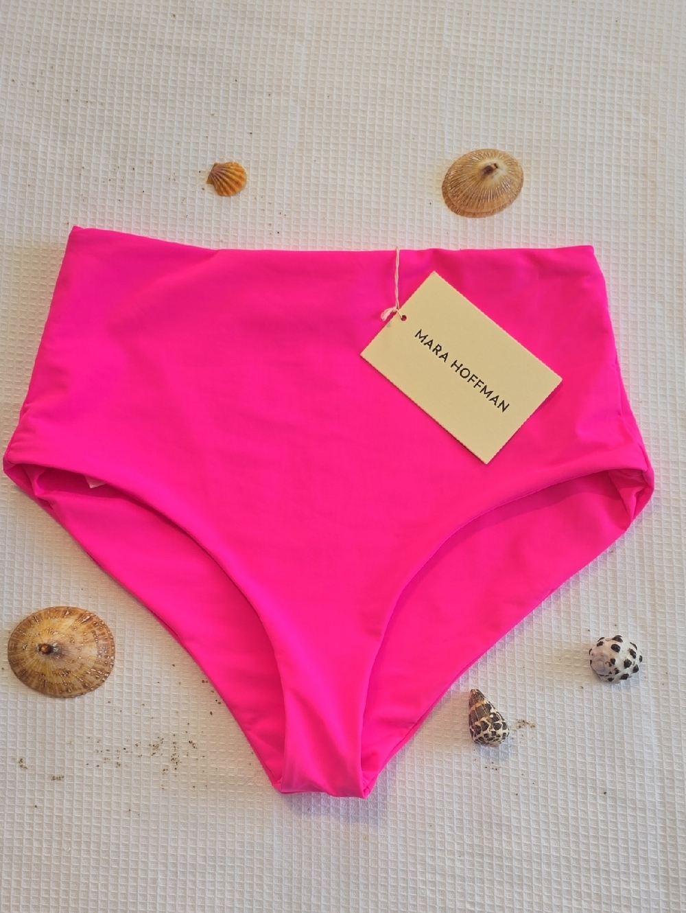 Mara Hoffman High-Rise Bikini Bottom - Neon Pink